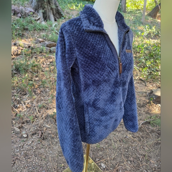 Columbia Navy Blue Teddy Fleece Quartee Zip Sweater Size Small - Picture 5 of 6